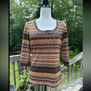 Tribal Multi Brown Shimmer Chevron Top